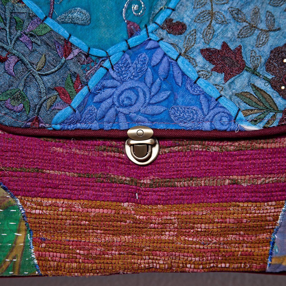 upcycled tapestry flat purse