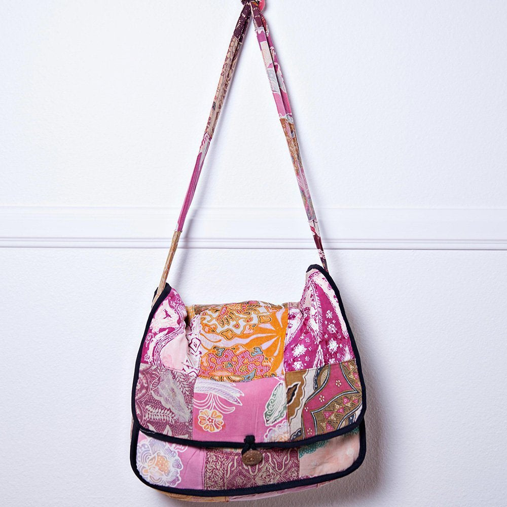 recycled sarong-sari messenger bag