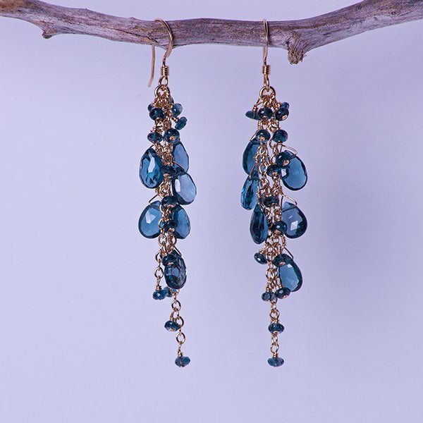 earth candy crystal sprinkles earrings. blue raspberry. london blue topaz.