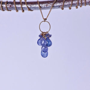 Open image in slideshow, earth candy crystal moon drops necklace. grape. tanzanite.
