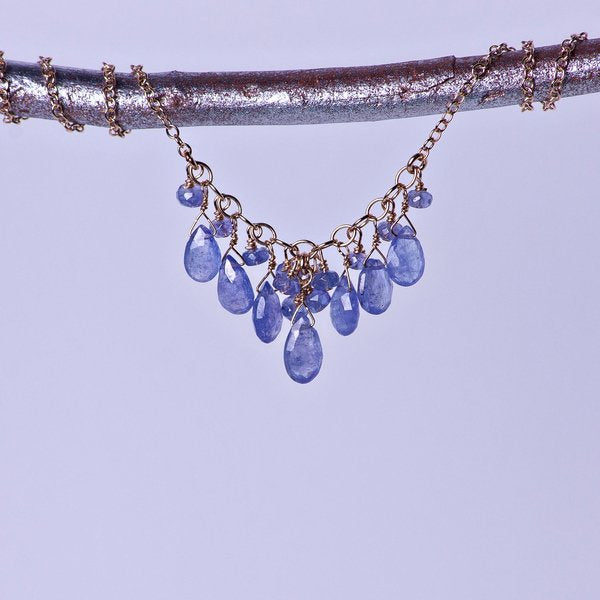 earth candy crystal goddess necklace. grape. tanzanite.