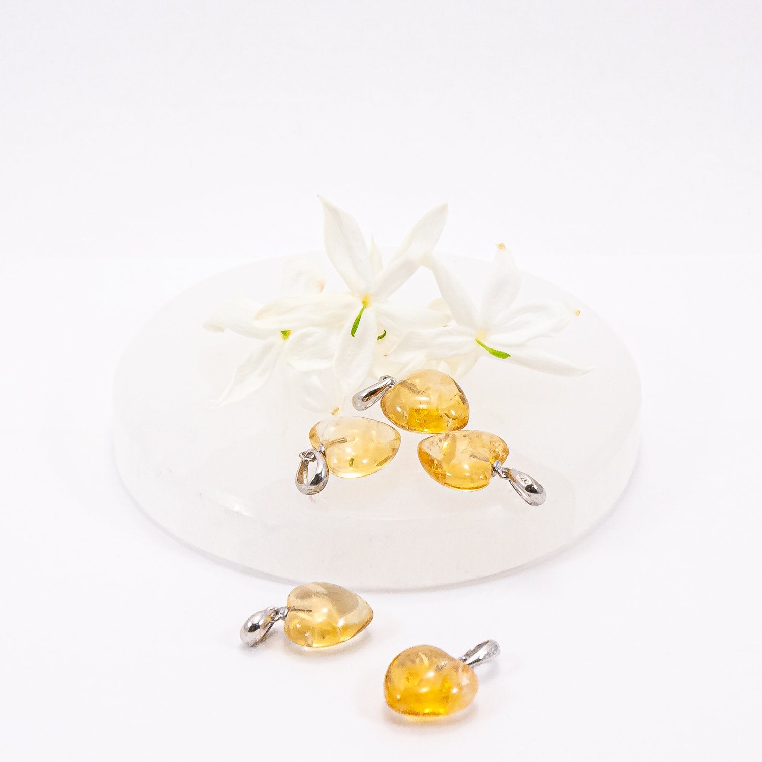 small citrine crystal heart pendants.