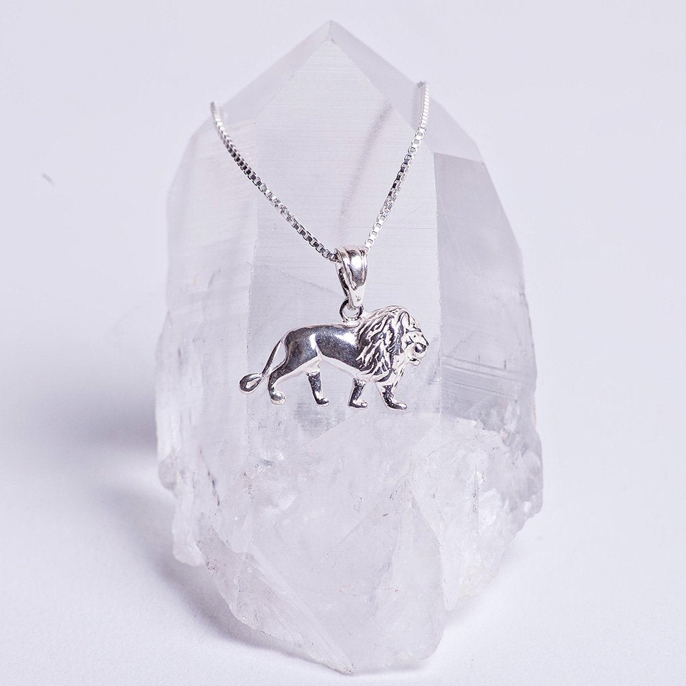 Sterling silver lion charm creative leader necklace.
