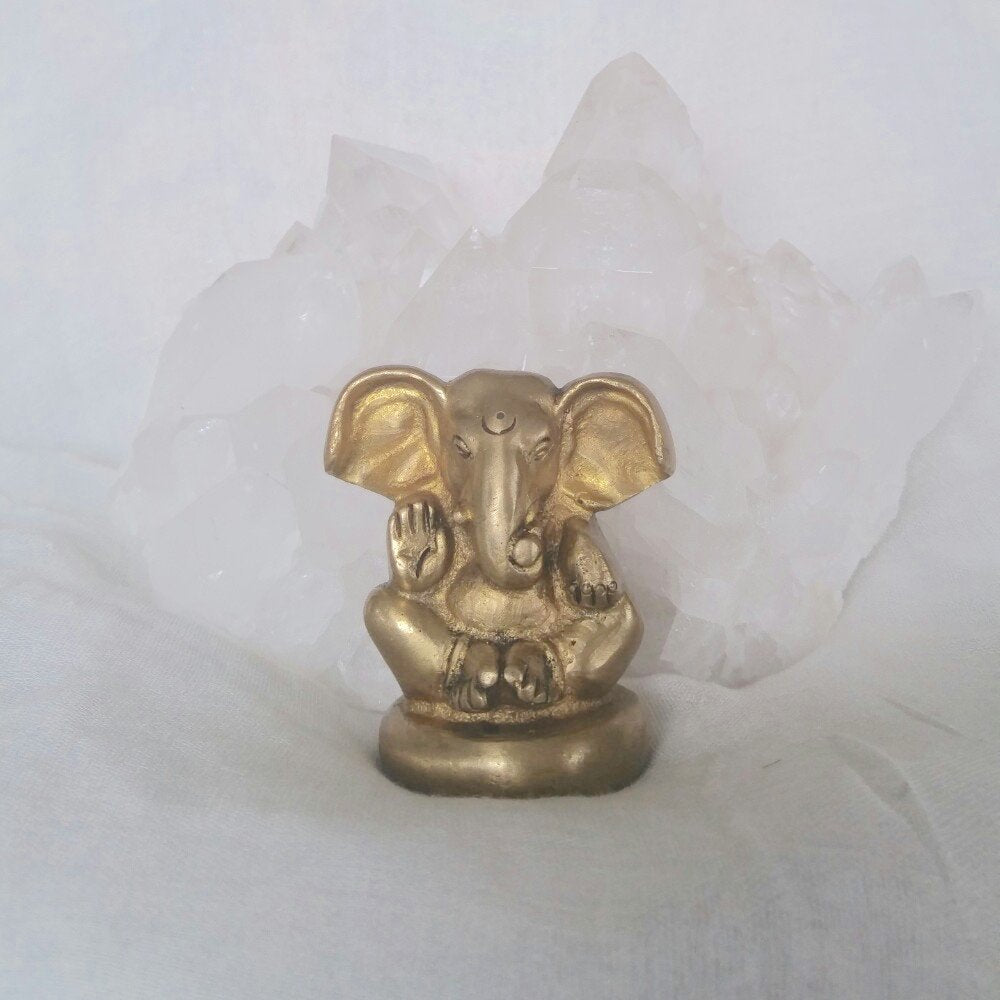 Brass ganesha large ears statue.